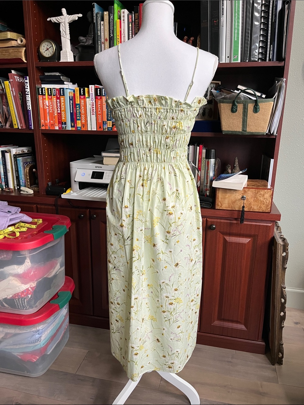 H&M Light Green Floral Strapless Sundress - Picture 4 of 11